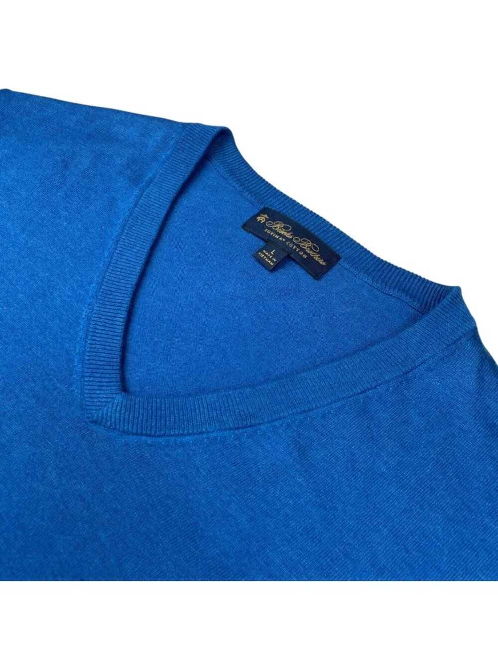 Brooks Brothers Men’s 100% Supima Cotton V-Neck Pullover Sweater Blue • Large
